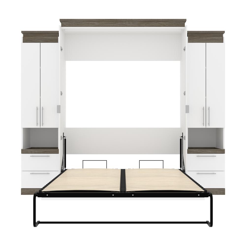 Orion Queen Murphy Bed with Storage Cabinets and Pull-Out Shelves (106W)