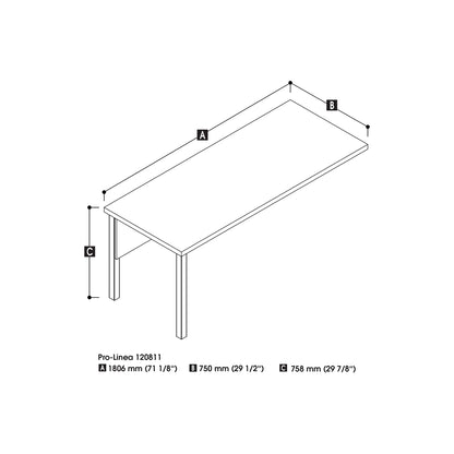 72W Return Table with Metal Legs