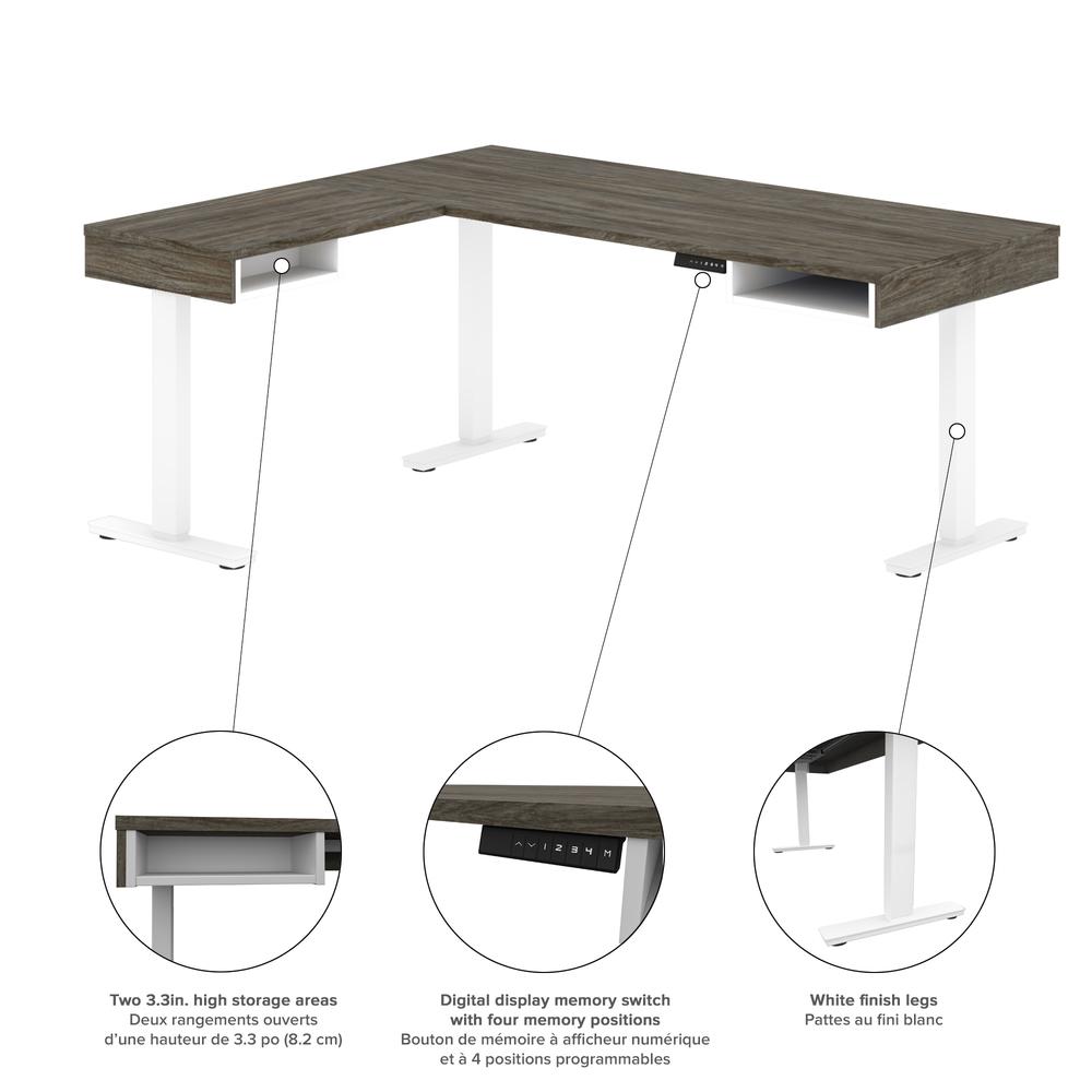 81W L-Shaped Standing Desk with Dual Monitor Arm and Credenza