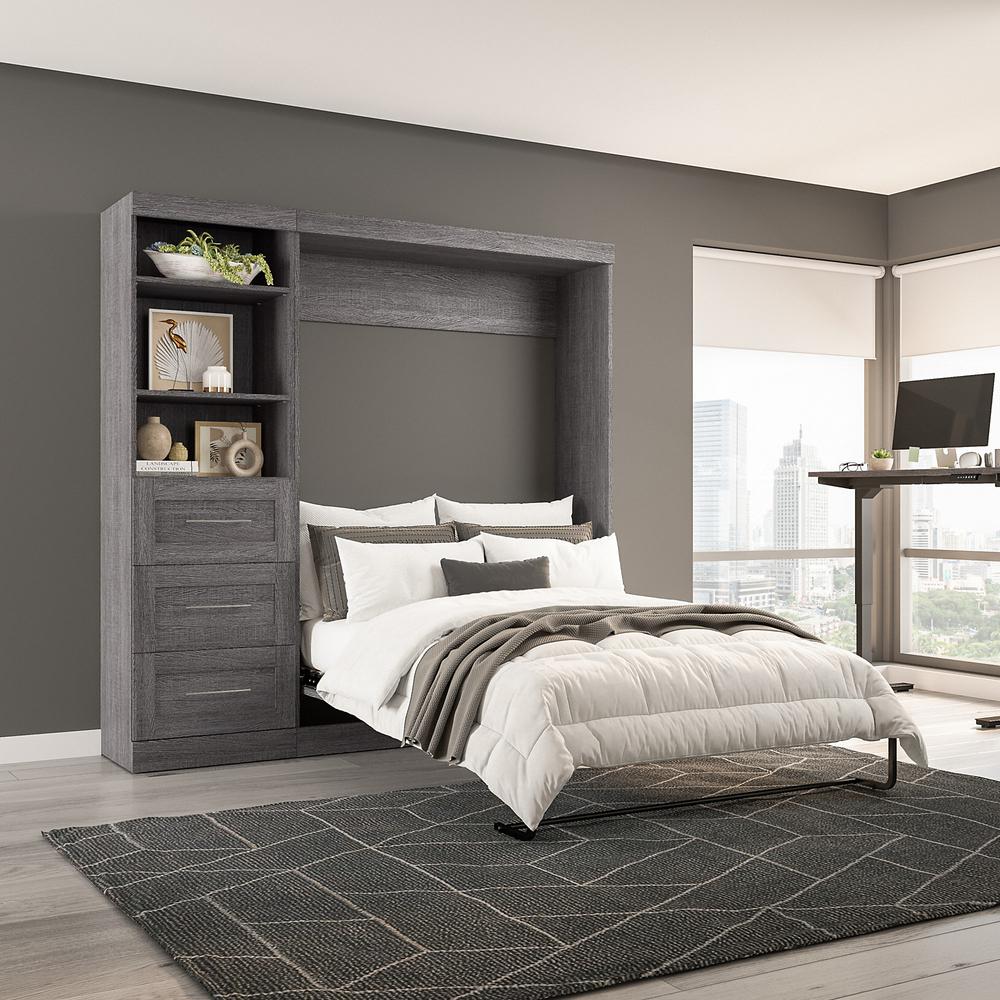 Murphy Bed and Storage Unit with Drawers, 84-inch Space-Saving Wall Bed