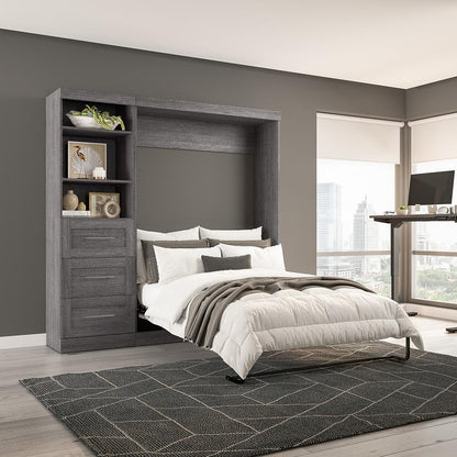 Murphy Bed and Storage Unit with Drawers, 84-inch Space-Saving Wall Bed