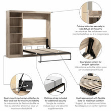 Murphy Bed with Shelving Unit, 84-inch Space-Saving Wall Bed