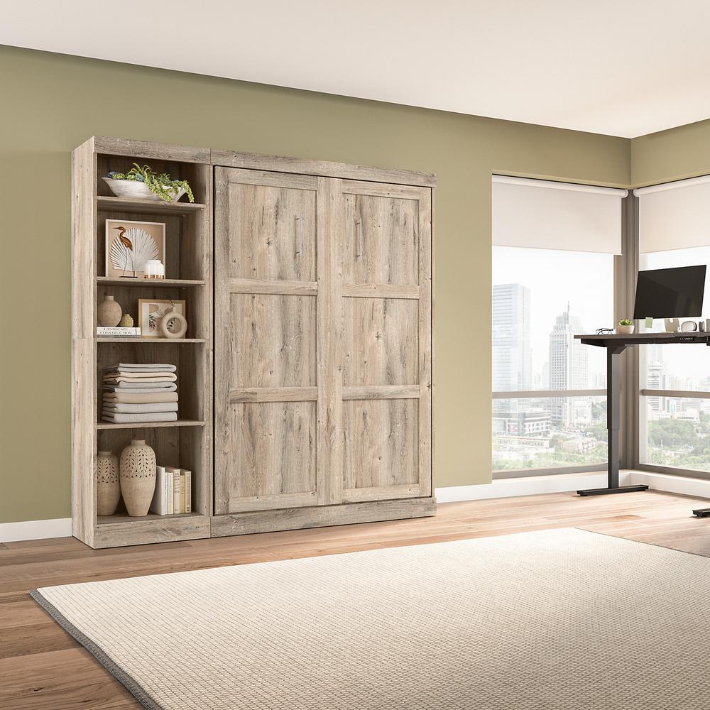 Murphy Bed with Shelving Unit, 84-inch Space-Saving Wall Bed