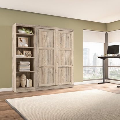 Murphy Bed with Shelving Unit, 84-inch Space-Saving Wall Bed