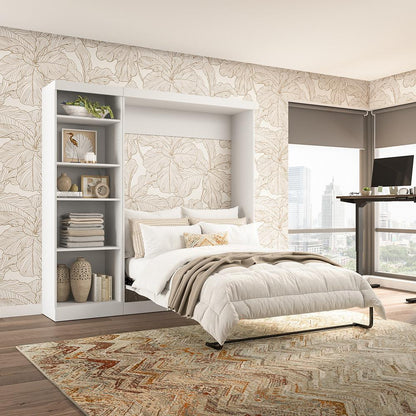 Murphy Bed with Shelving Unit, 84-inch Space-Saving Wall Bed