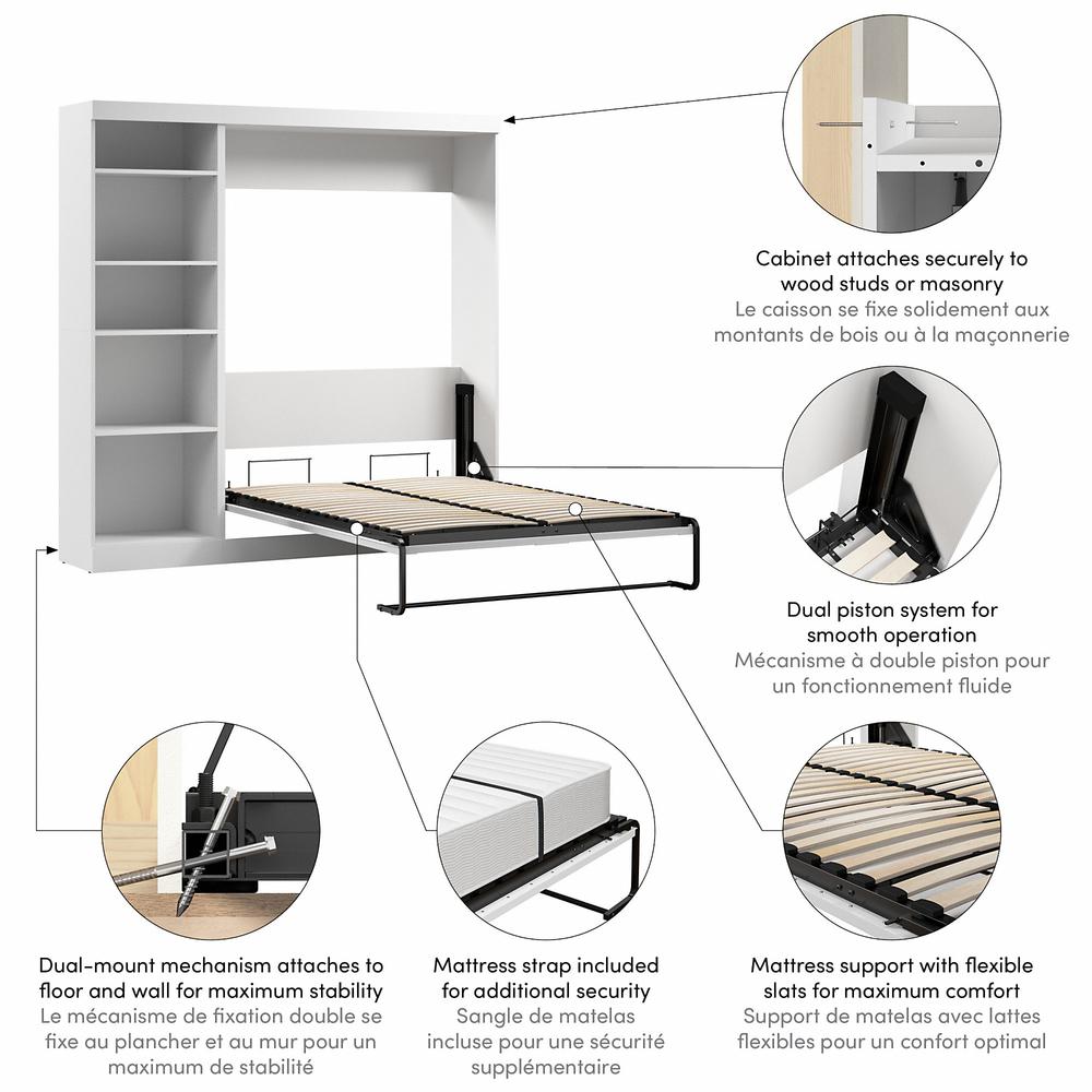 Murphy Bed with Shelving Unit, 84-inch Space-Saving Wall Bed