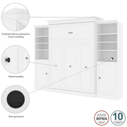 Versatile Queen Murphy Bed and 2 Closet Organizers with Doors (115W)