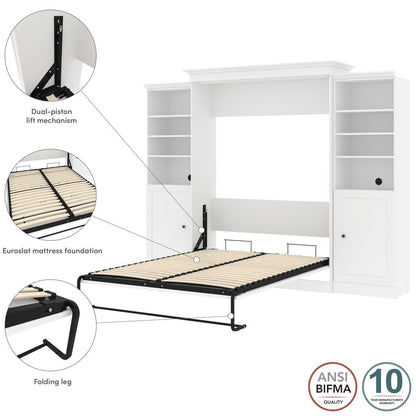 Versatile Queen Murphy Bed and 2 Closet Organizers with Doors (115W)