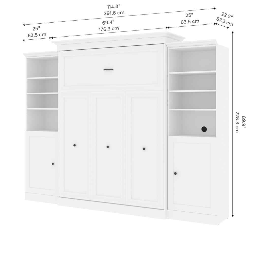 Versatile Queen Murphy Bed and 2 Closet Organizers with Doors (115W)