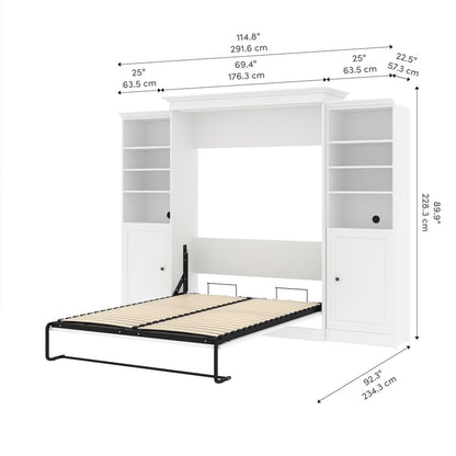 Versatile Queen Murphy Bed and 2 Closet Organizers with Doors (115W)