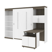 Full Murphy Bed with Shelves and Storage Cabinet with Fold-Out Desk (120W)