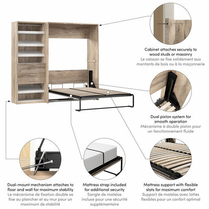 Cielo Full Murphy Bed with Closet Organizer (89W)