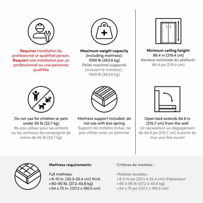 Cielo Full Murphy Bed with Closet Organizer (89W)