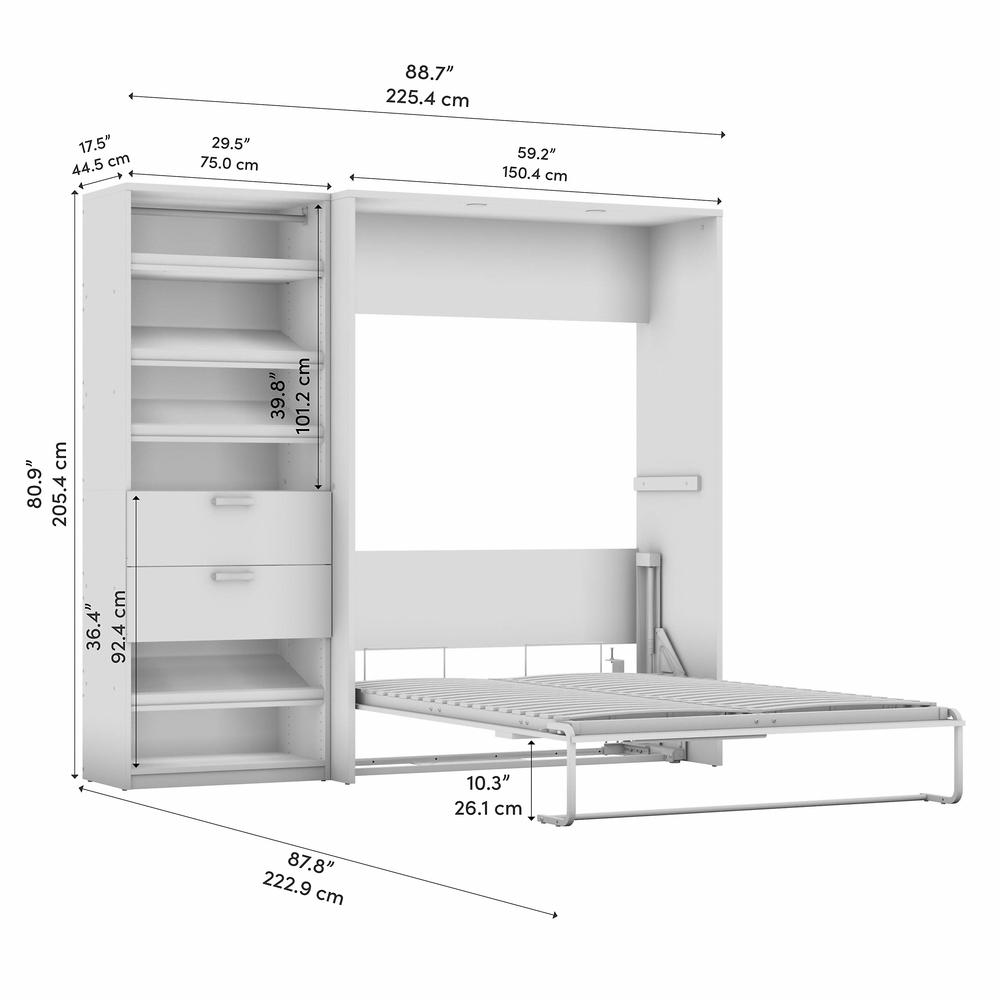 Cielo Full Murphy Bed with Closet Organizer (89W)