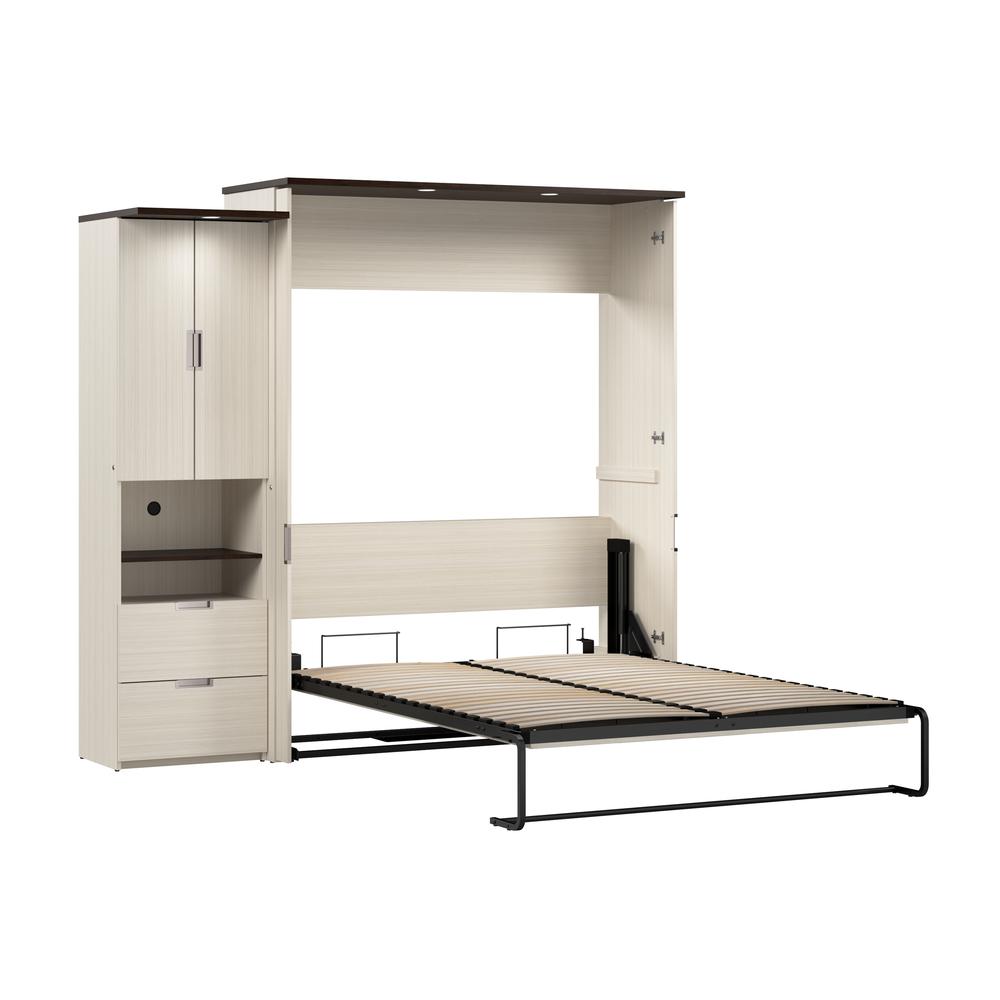 Lumina Queen Murphy Bed with Storage Cabinet (91W)