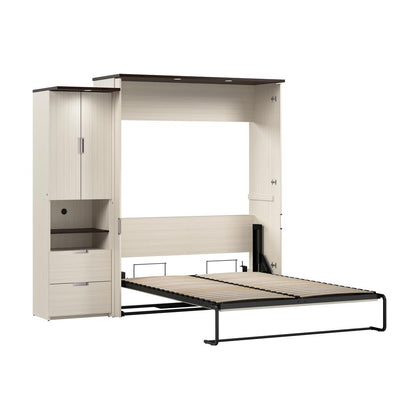 Lumina Queen Murphy Bed with Storage Cabinet (91W)