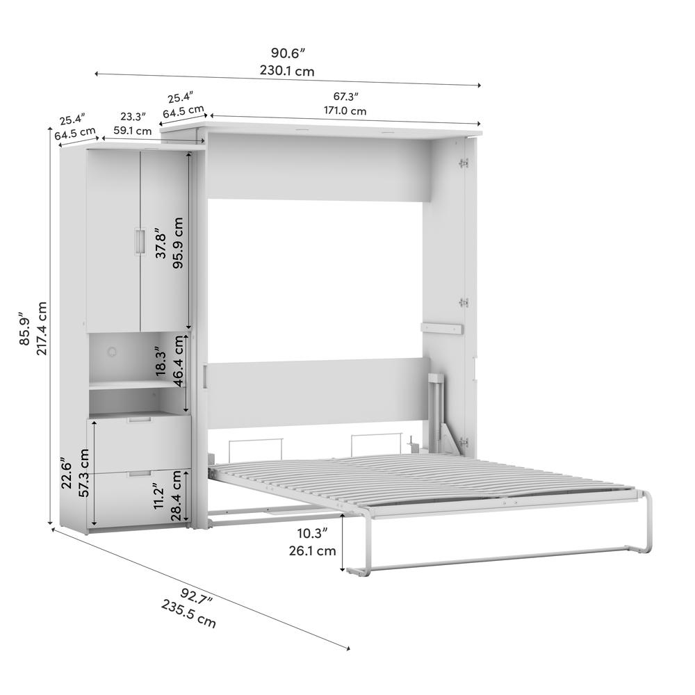 Lumina Queen Murphy Bed with Storage Cabinet (91W)