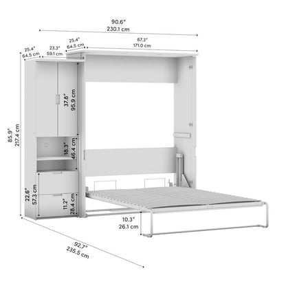 Lumina Queen Murphy Bed with Storage Cabinet (91W)
