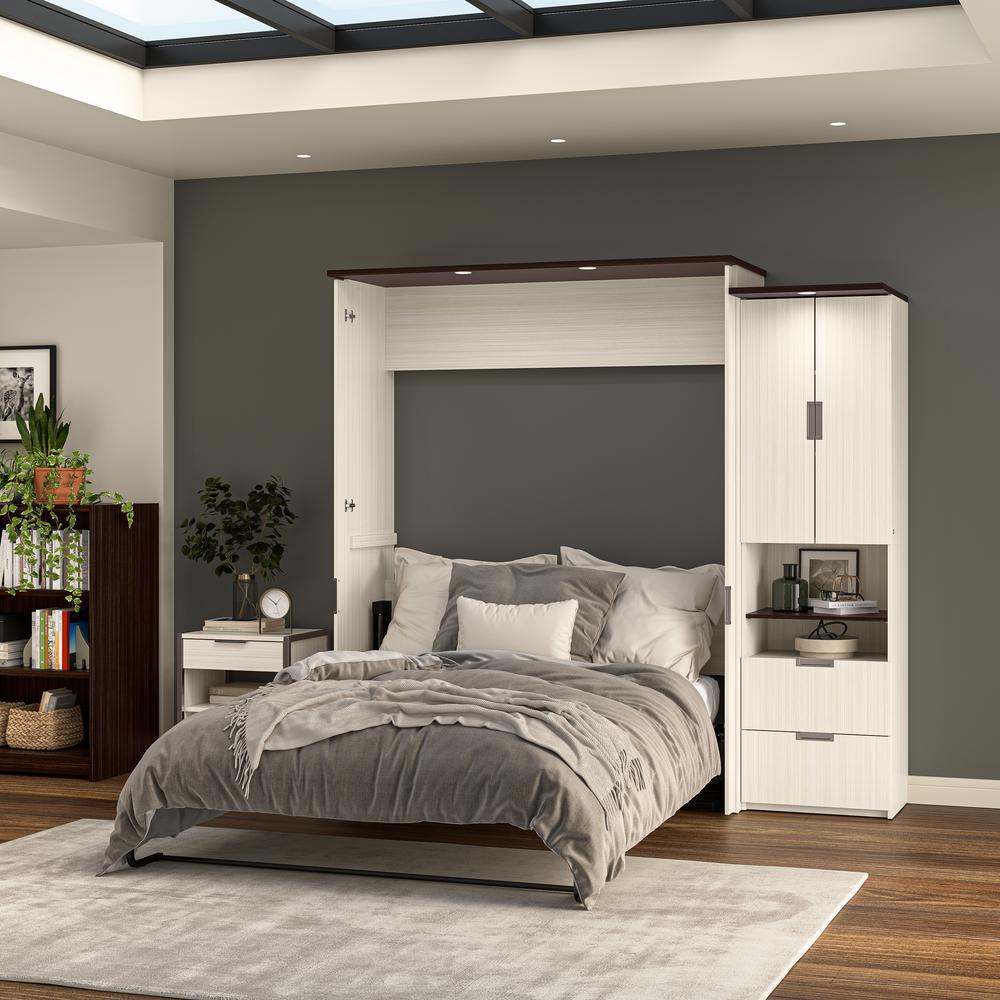 Lumina Queen Murphy Bed with Storage Cabinet (91W)