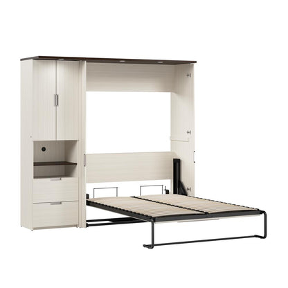 Lumina Full Murphy Bed with Storage Cabinet (84W)