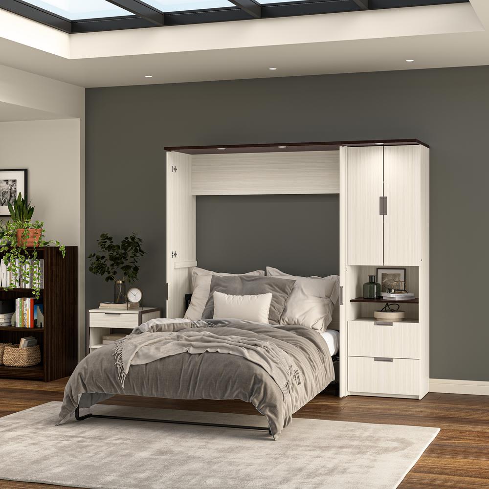 Lumina Full Murphy Bed with Storage Cabinet (84W)