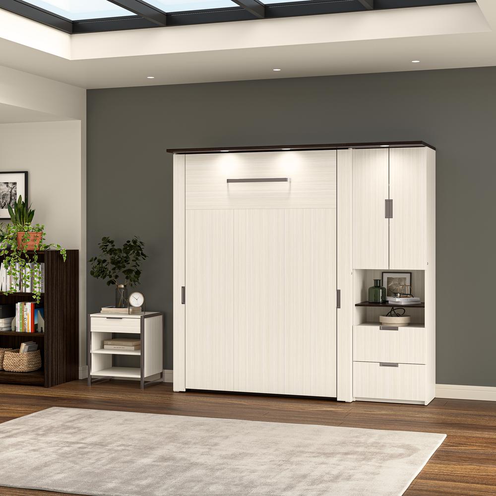 Lumina Full Murphy Bed with Storage Cabinet (84W)