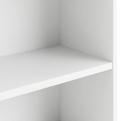 White Tall Wide 5 Shelf Bookcase with Adjustable Shelves and Metal Pulls
