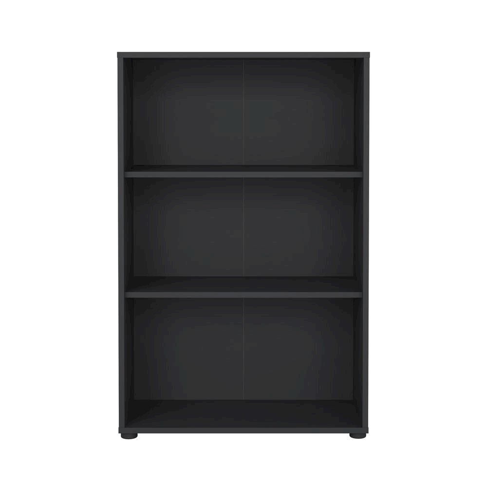 Modern Gray 3-Shelf Bookcase with Adjustable Storage for Home Office