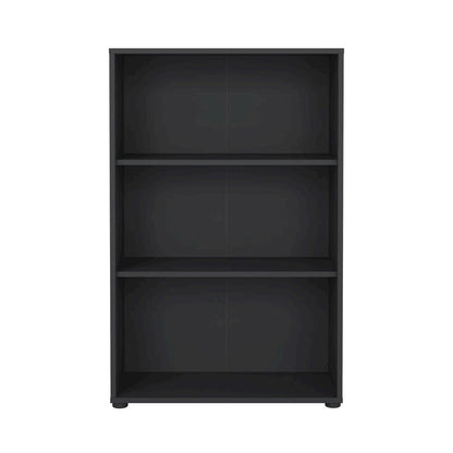 Modern Gray 3-Shelf Bookcase with Adjustable Storage for Home Office