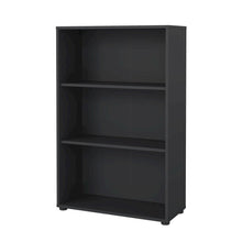 Modern Gray 3-Shelf Bookcase with Adjustable Storage for Home Office