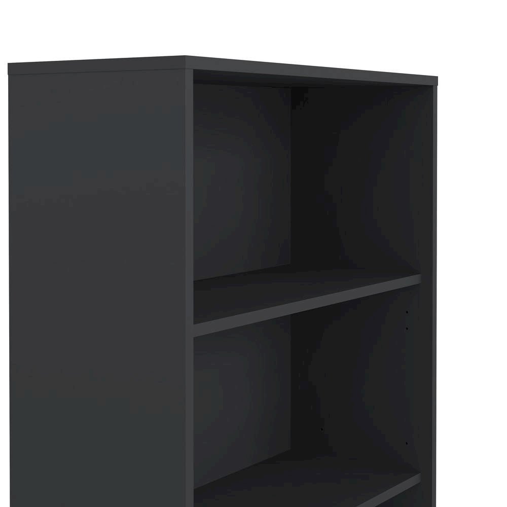 Modern Gray 3-Shelf Bookcase with Adjustable Storage for Home Office