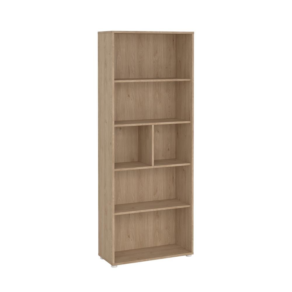 Brown 6-Shelf Bookcase with Adjustable Storage Shelves for Office Use