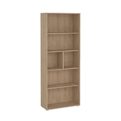 Brown 6-Shelf Bookcase with Adjustable Storage Shelves for Office Use