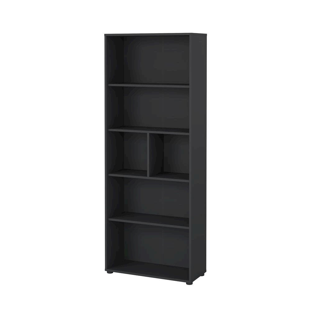Contemporary Gray 6-Shelf Bookshelf for Bedroom, Office, or Living Room