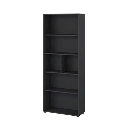 Contemporary Gray 6-Shelf Bookshelf for Bedroom, Office, or Living Room