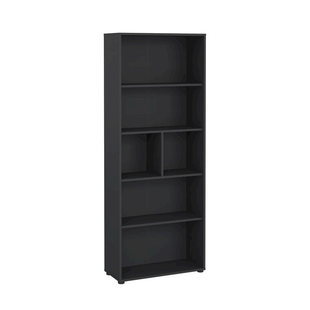 Contemporary Gray 6-Shelf Bookshelf for Bedroom, Office, or Living Room