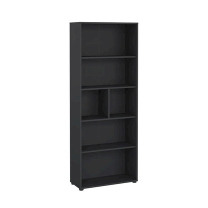 Contemporary Gray 6-Shelf Bookshelf for Bedroom, Office, or Living Room