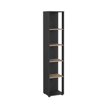 Gray 5-Shelf Bookcase with Fixed Shelves for Living Room or Office