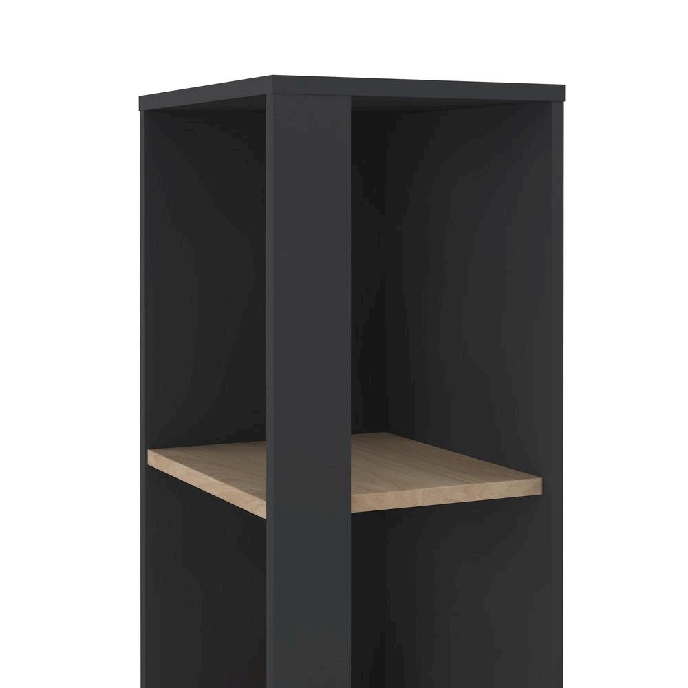 Gray 5-Shelf Bookcase with Fixed Shelves for Living Room or Office