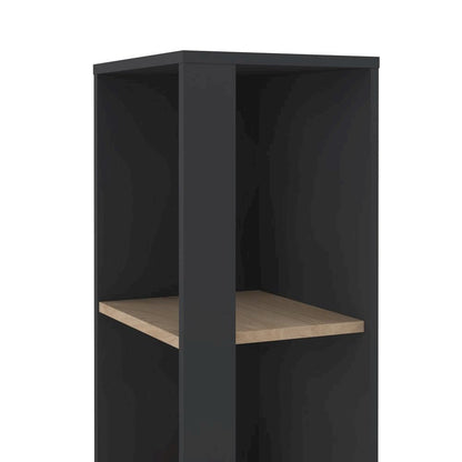 Gray 5-Shelf Bookcase with Fixed Shelves for Living Room or Office