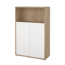 Brown 3-Shelf Bookcase with 2 Doors and Adjustable Storage Shelves