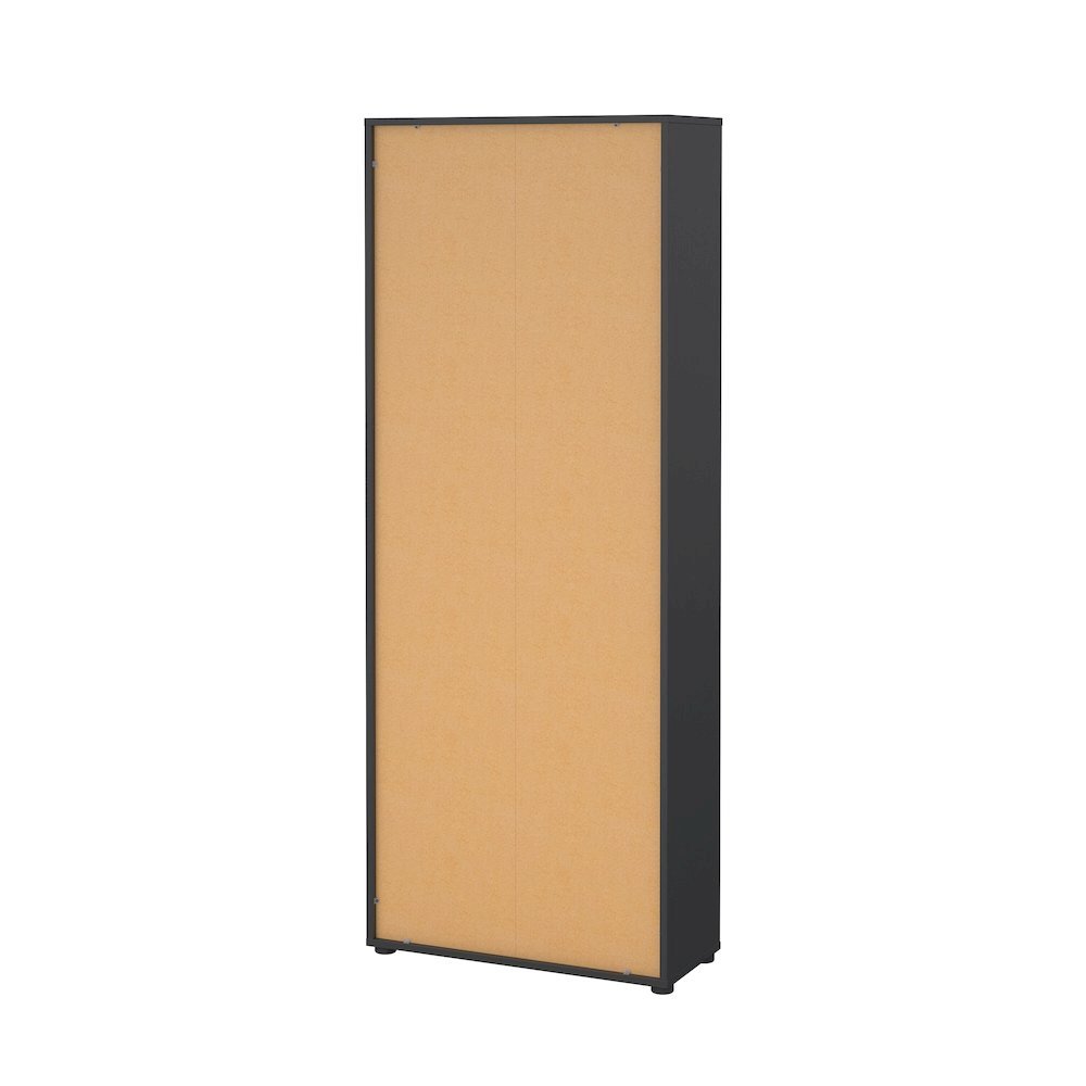 Gray 6-Shelf Bookshelf with 2 Doors for Office, Bedroom, or Living Room