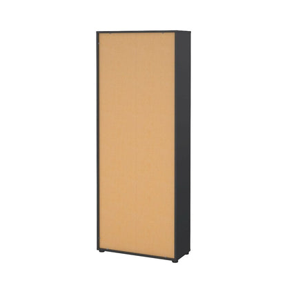 Gray 6-Shelf Bookshelf with 2 Doors for Office, Bedroom, or Living Room