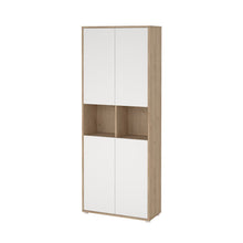 Brown 6-Shelf Bookcase with 4 Doors and Adjustable Shelves