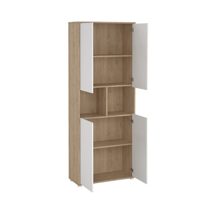 Brown 6-Shelf Bookcase with 4 Doors and Adjustable Shelves