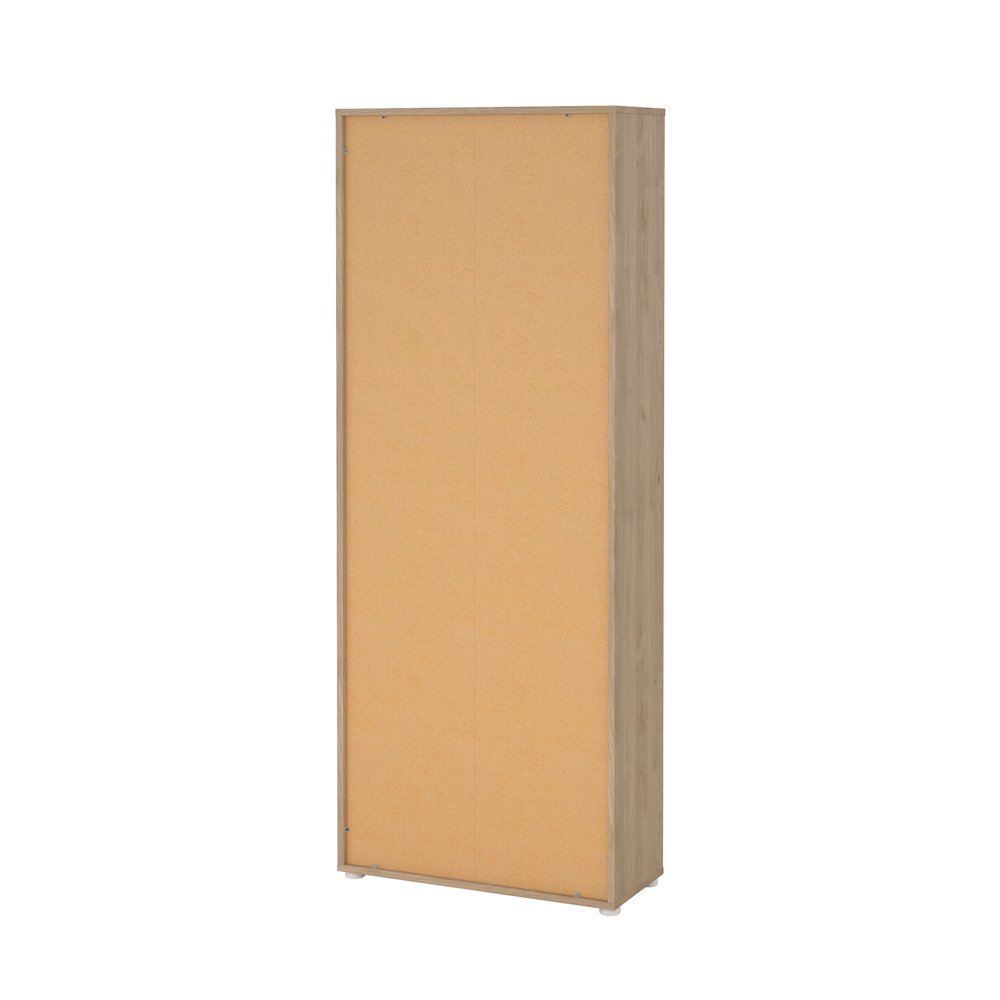Brown 6-Shelf Bookcase with 4 Doors and Adjustable Shelves