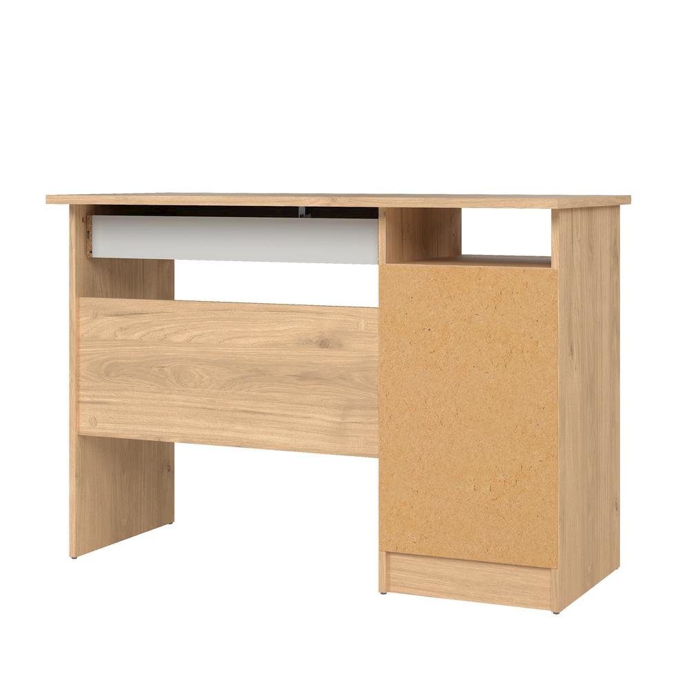 Brown Home Office Desk with 4 Drawers and Open Shelf for Study Use