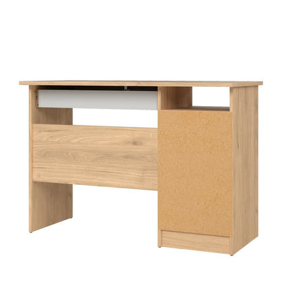 Brown Home Office Desk with 4 Drawers and Open Shelf for Study Use