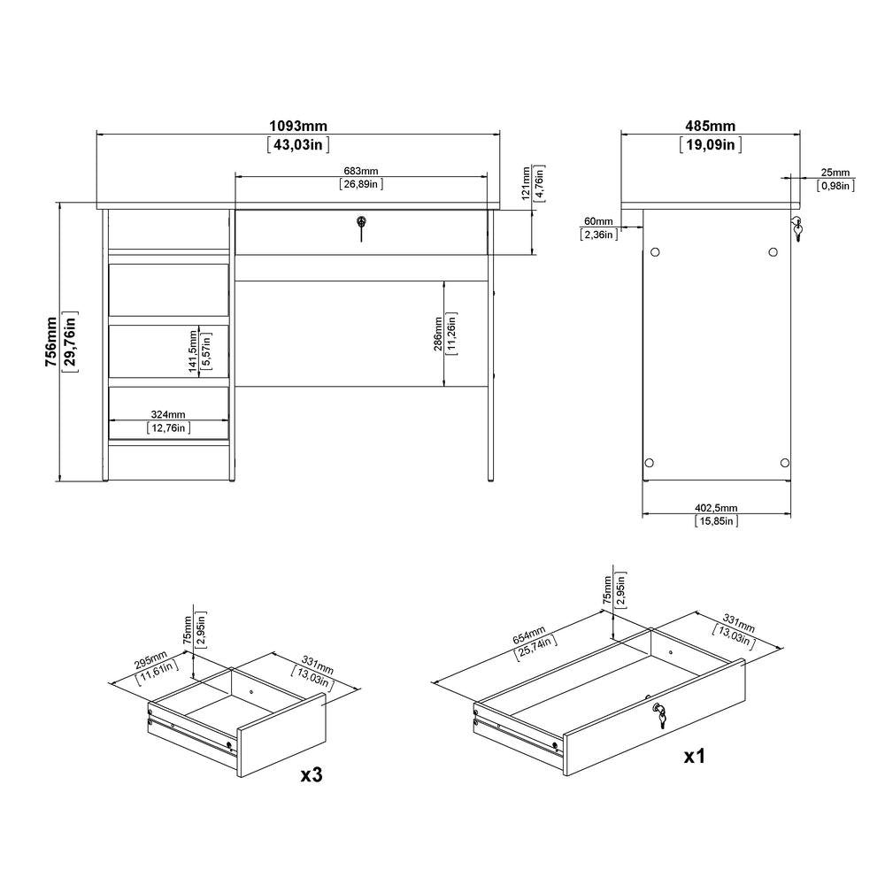 Brown Home Office Desk with 4 Drawers and Open Shelf for Study Use