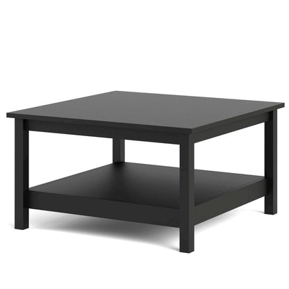 Modern Black Matte Coffee Table with Open Shelf for Living Room